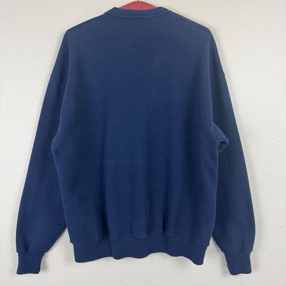 Vintage 90s Jerzees Embroidered Nautical Anchor Sweatshirt Cardigan Navy Blue OS - Picture 10 of 16